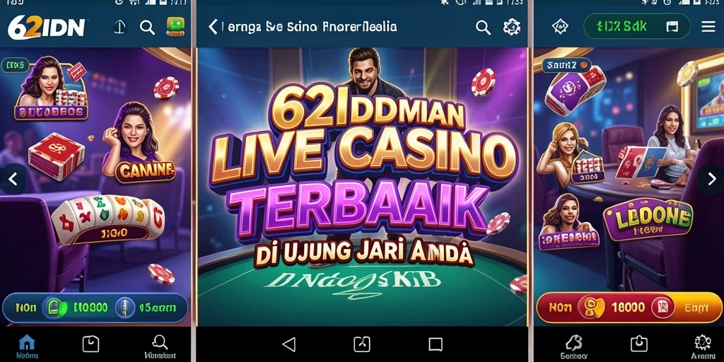 Tampilan gameplay Live Casino yang mendebarkan di 62IDN.