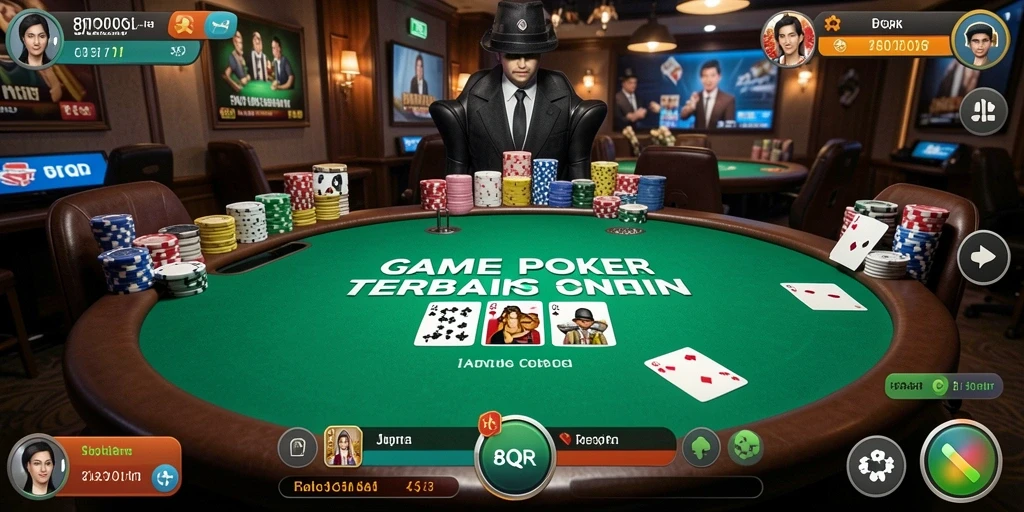 Tampilan gameplay Poker yang seru dan mendebarkan.