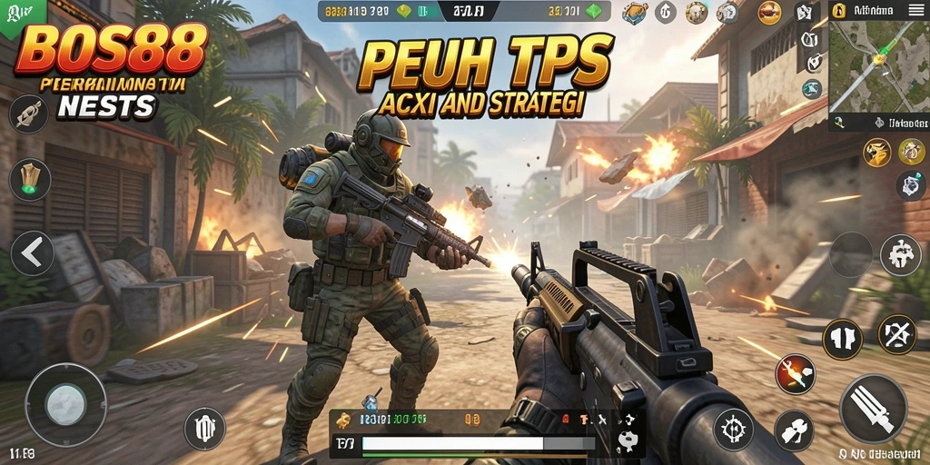 Tangkapan layar gameplay BOS88 menampilkan aksi mendebarkan dalam pertempuran TPS.