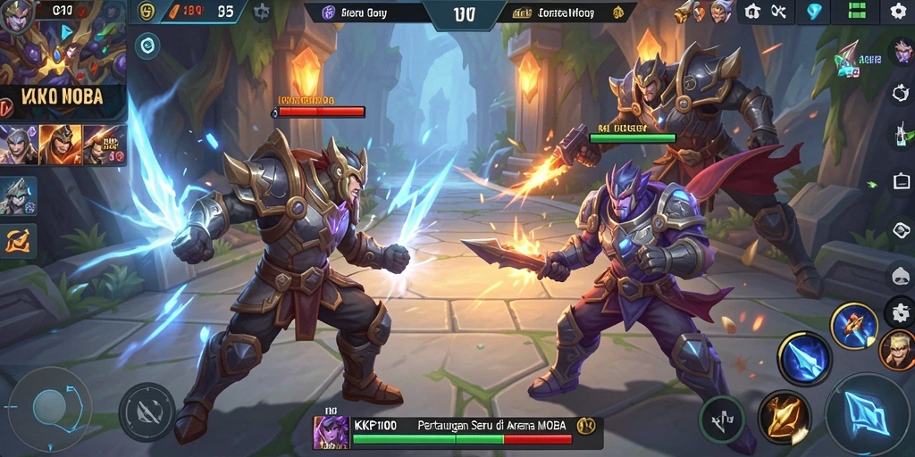 Tampilan gameplay seru KPK100 di arena MOBA.