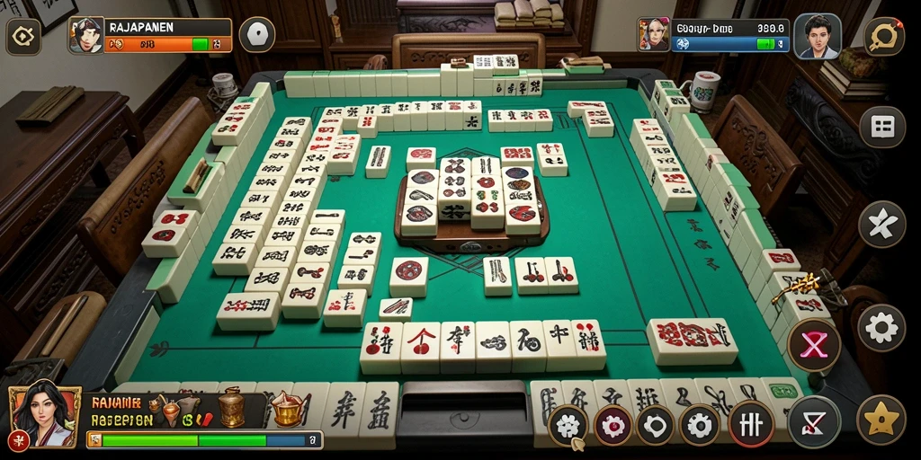 Tampilan gameplay RAJAPANEN dengan ubin Mahjong yang menarik.