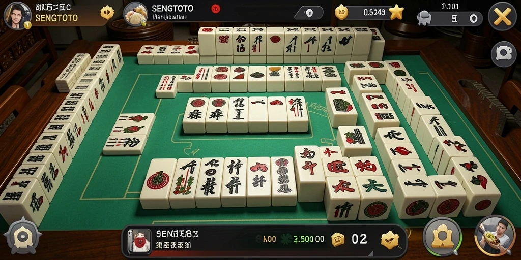 Tampilan gameplay menarik dari SENGTOTO dengan estetika Mahjong.